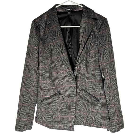 Torrid Gray Houndstooth Blazer Size 00 - Picture 1 of 3
